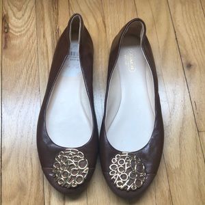 New Never worn COACH brown leather ballet flats